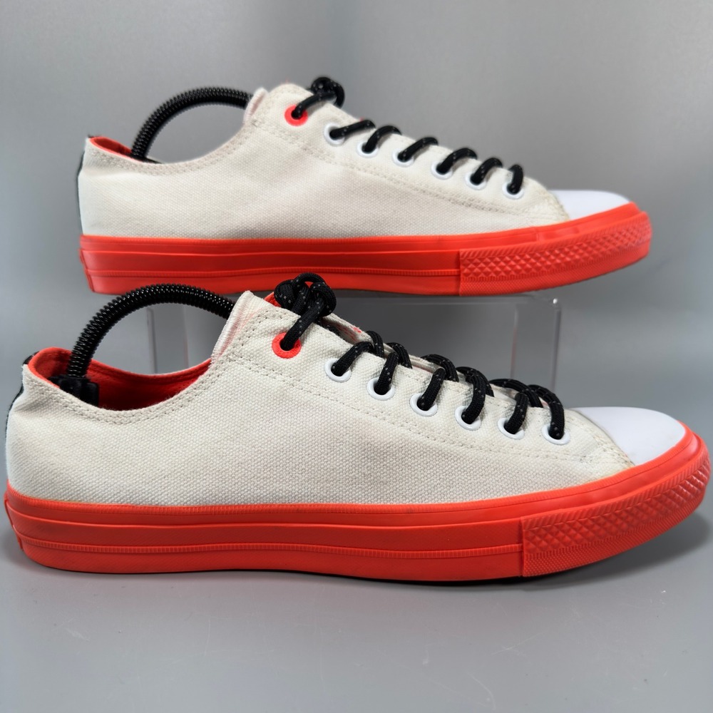 Converse CTAS II Mens 10 Sneaker Lunarlon White Orange Low Top Canvas Lace Shoes